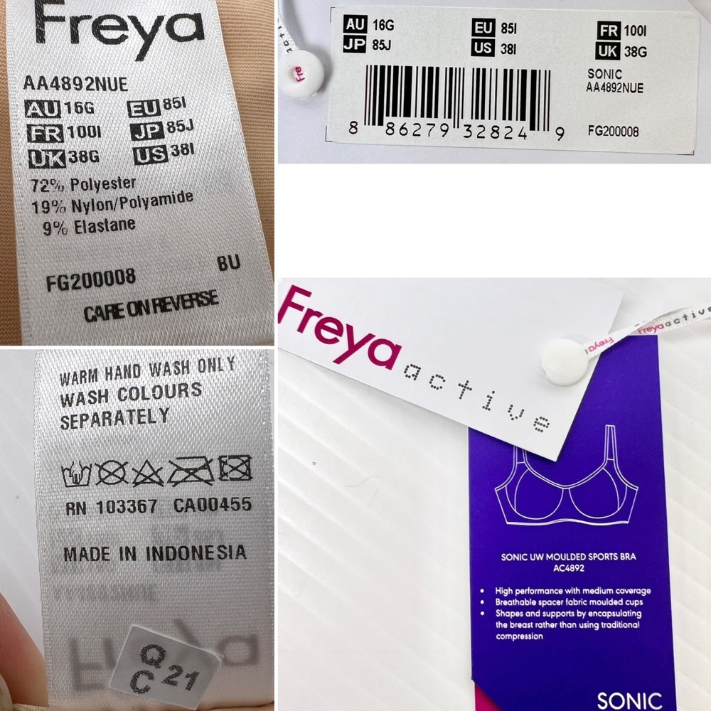 NWT- Sz 38l- Freya Sonic Underwire Moulded Sports Bra J Hook Racerback - Picture 6 of 6